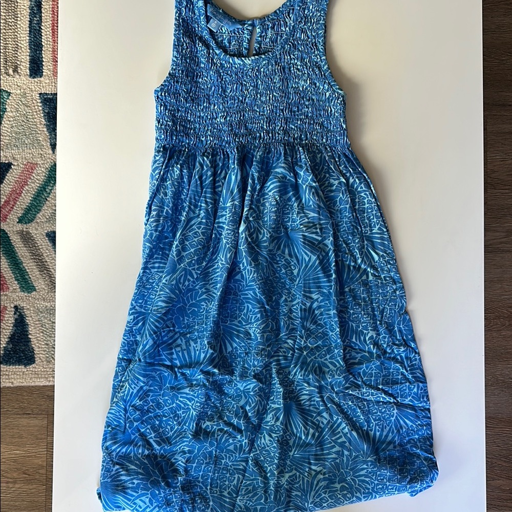 Blue Scoop Neck Sleeveless Sundress - Picture 3 of 7